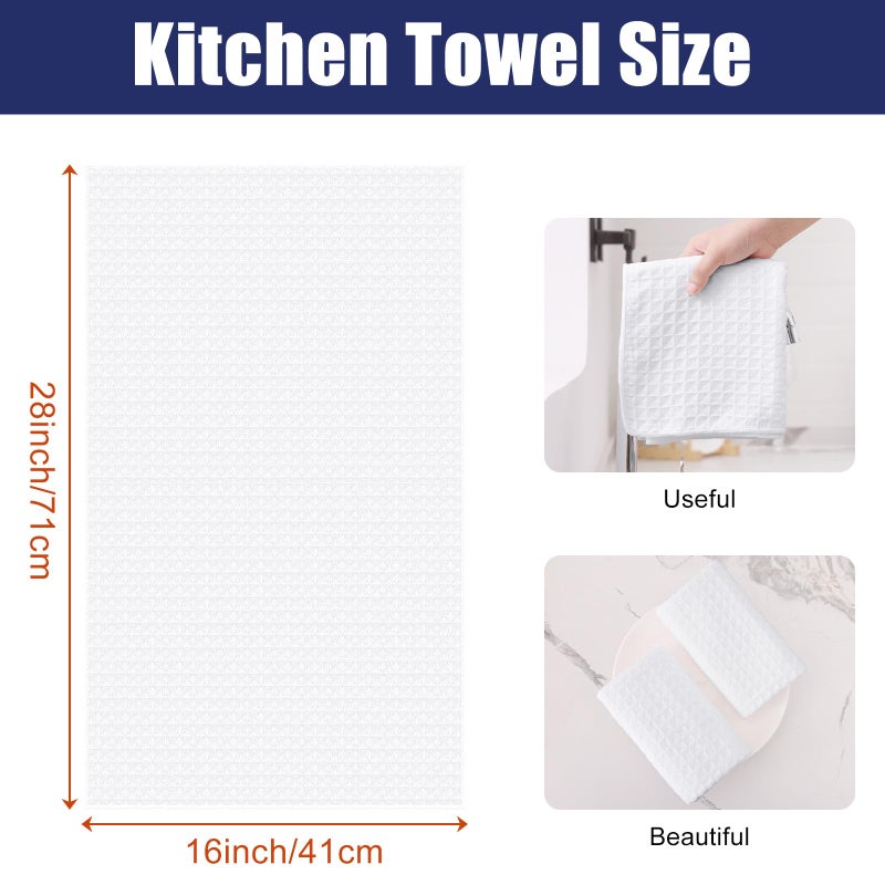 Homaxy Microfiber Waffle Weave Kitchen Towels, 16 x 28 Inch Ultra Absorbent and Solid Color Dish Towels, 4 Pack, White - Image 2